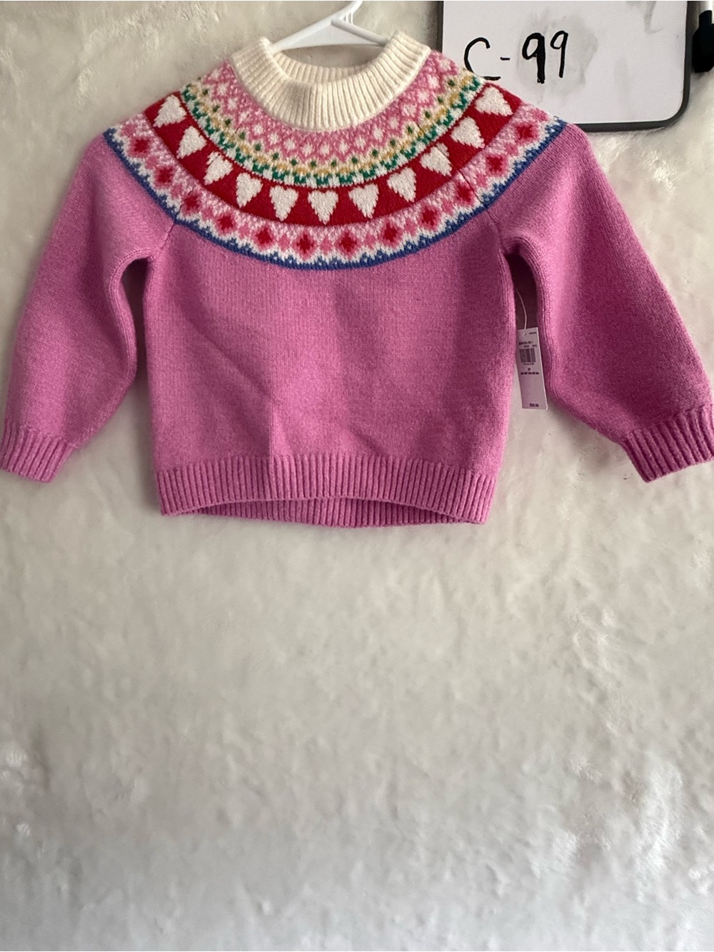 Old Navy Pink Fair Isle Yoke Sweater